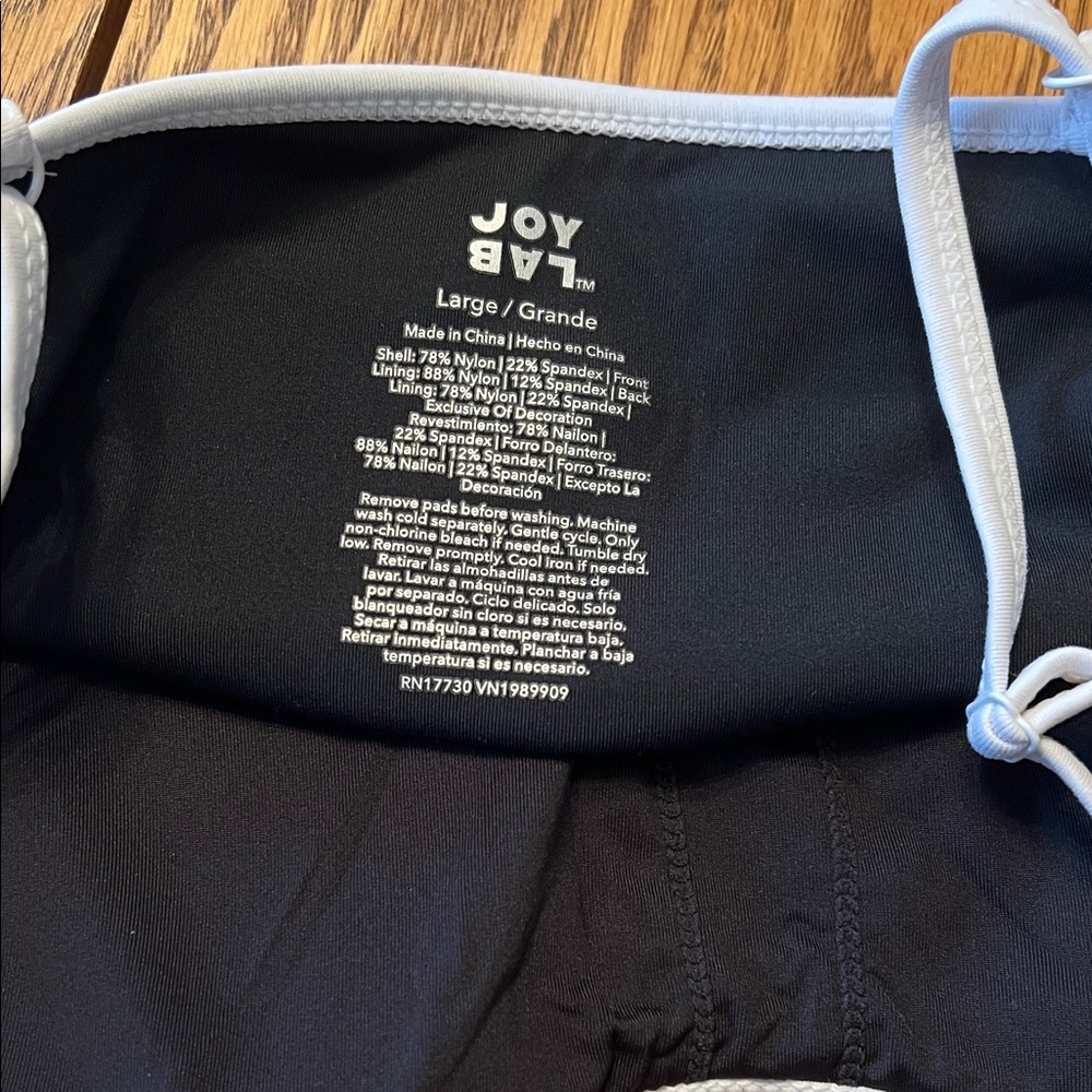 Joy Lab Black & White Piping Sports Bra - Picture 6 of 6